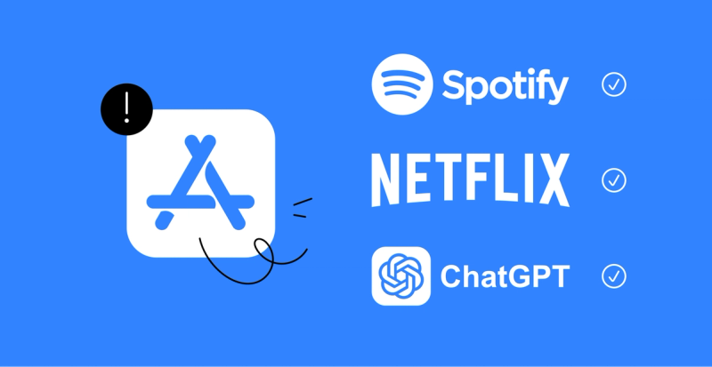 Логотип магазина App Store и приложений Spotify, Netflix, ChatGPT