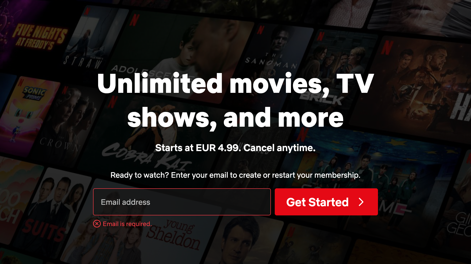 Экран создания учетной записи