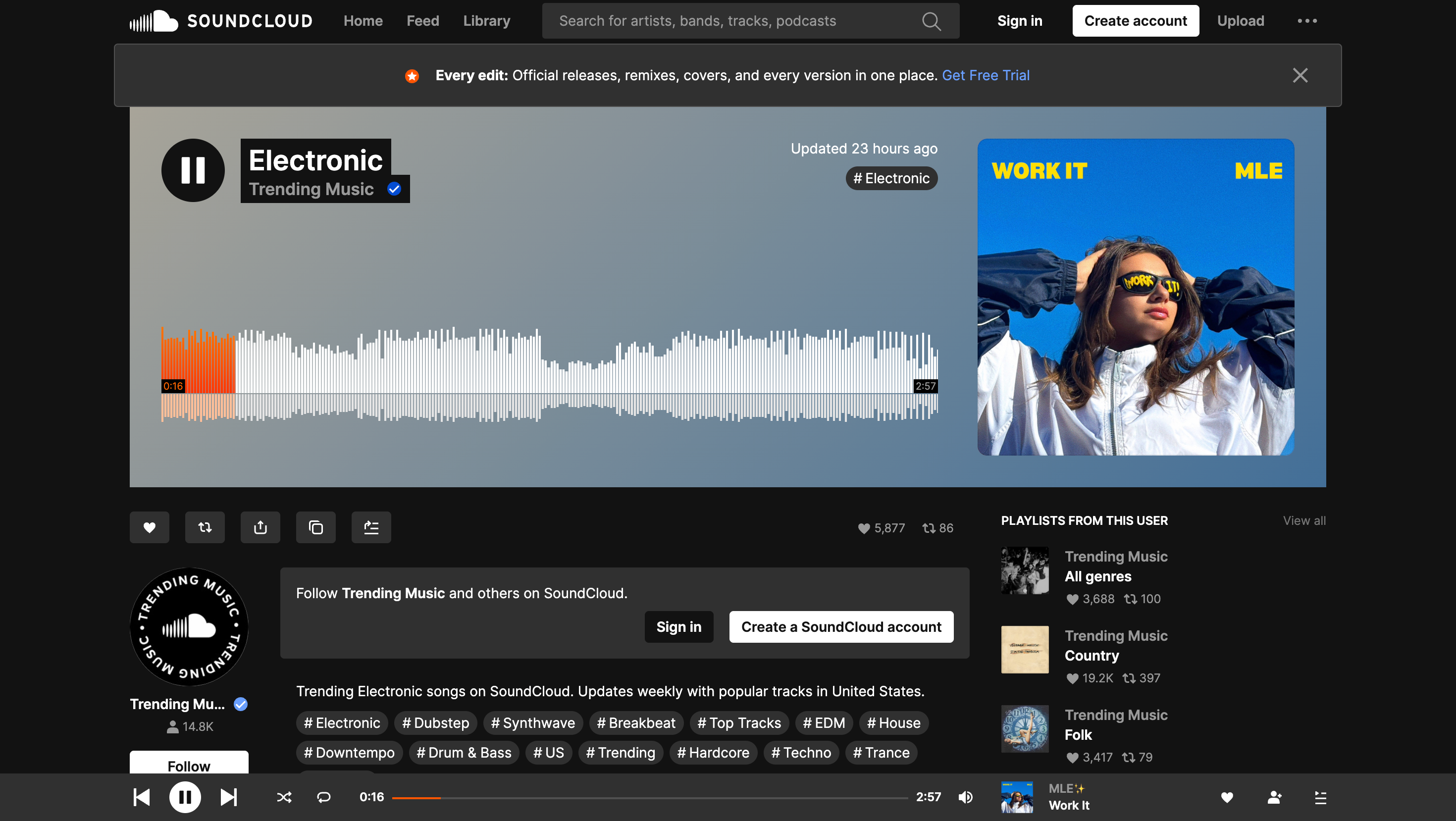 Главная страница SoundCloud